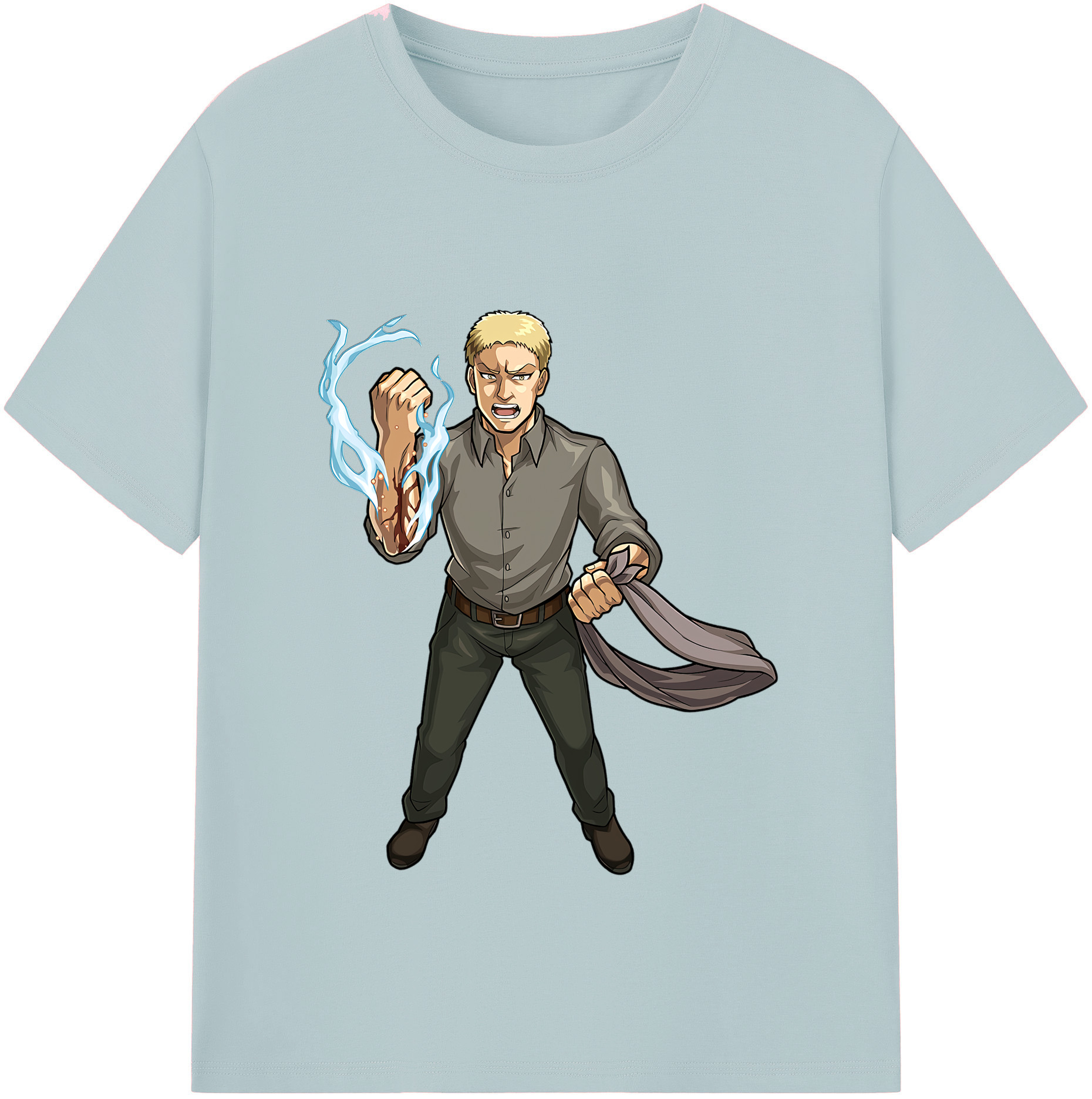 （画像用） 進撃の巨人 ライナー・ブラウン Attack on Titan Reiner Braun 綿100％半袖Tシャツ（フロントプリント）